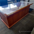 Glass Top Executive Straight Office Desk w/ Drawer Storage